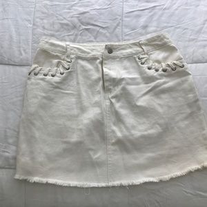 White Jean Skirt (Honey Punch Brand)